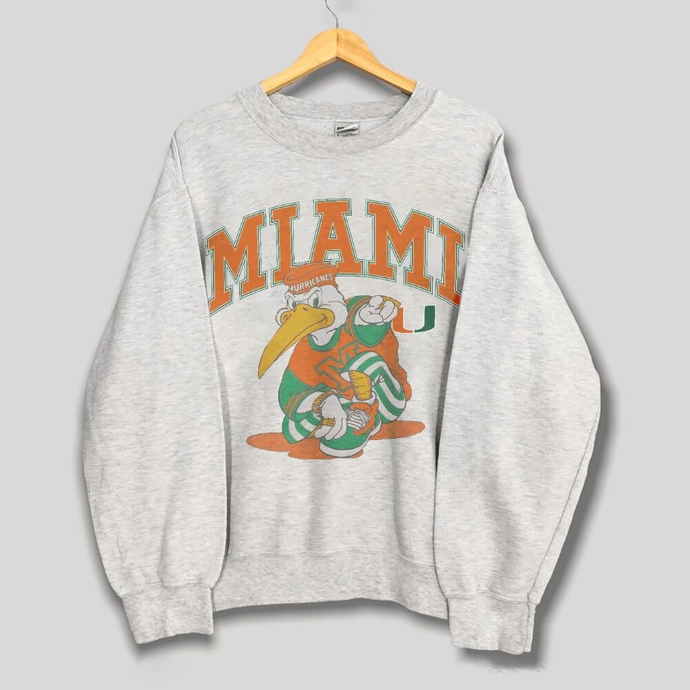 Vintage 90s Miami Hurricanes Football Shirt, Retro University Of Miami Shirt Tee